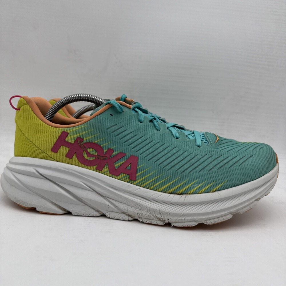 Hoka One One Rincon 3 Mens 11.5D Shoes Green Yellow Running Sneaker 1119395 CEPR - Picture 3 of 16